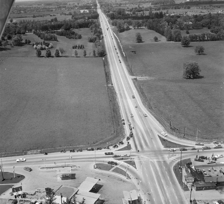 Aerial photo of intersection of Fanshawe and Richmond, 1966.