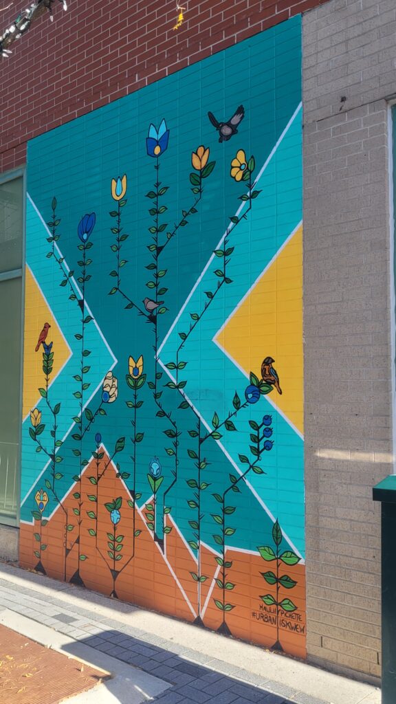 Indigenous wall mural in Market Lane.