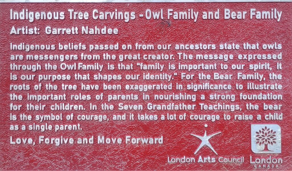 Indigenous Tree Carvings plaque.