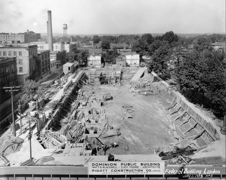 Ready to pour the foundation, June 1935.