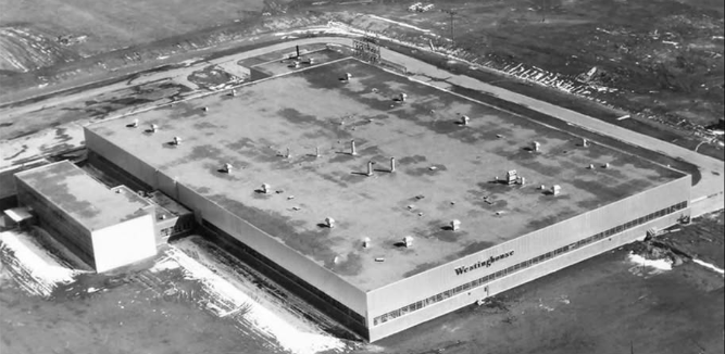 Arial view of large factory.