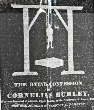 1830 poster advertising the dying confession of Cornelius Burley.