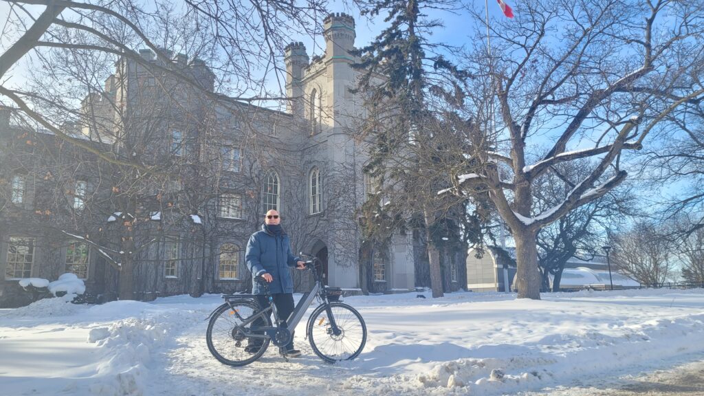 Author in front of court house.