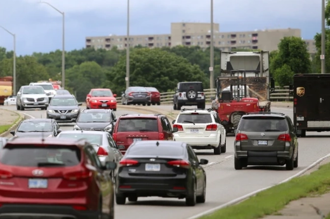Heavy traffic on Wonderland Road in London Ontario.