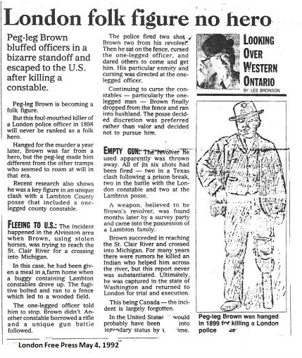 London Free Press article from 1992 regarding Marion Brown.