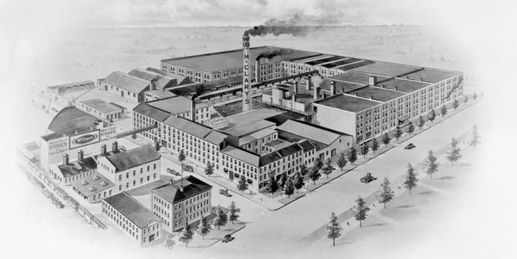 The original factory at the corner of King and Wellington Street soon expanded to take up more than one city block.