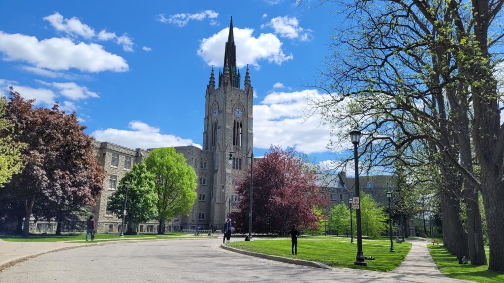 The spire on the tower of Middlesex College was a regular feature of Gothic architecture and fits in perfectly with the fictional world of Hogwarts.