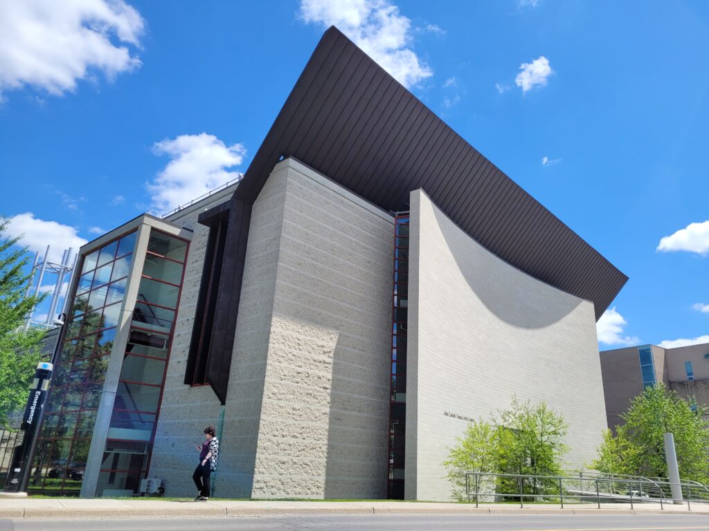 Exterior view of the modern John Labatt Visual Arts Centre.
