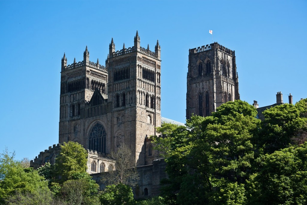 Hogwarts' twin square towers (minus the spires) were almost exact replicas of the twin square towers of Durham Cathedral, shown above.
