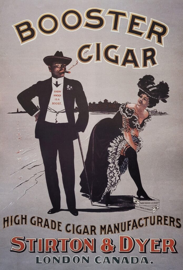 Cigar poster, circa 1890, illustrating a man smoking a cigar and a woman, depicting that cigar smoking was for people of high social status.