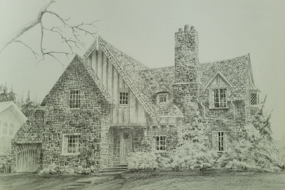 Black and white sketch of 268 Regent Street.