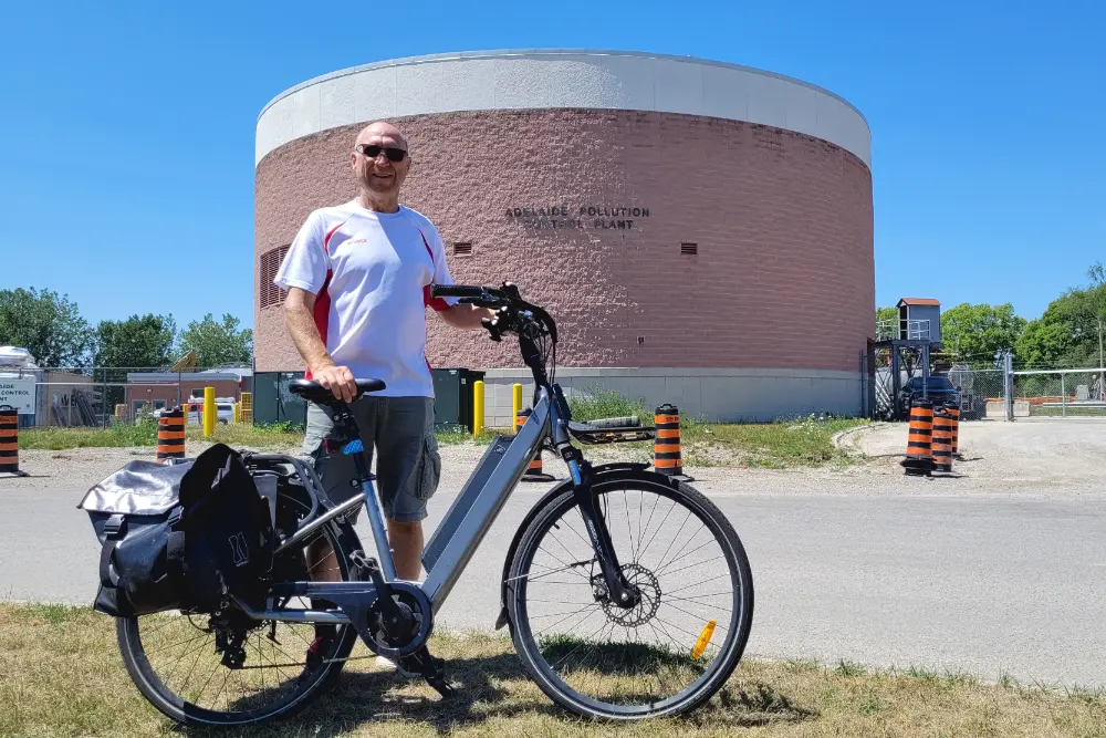 The author, Lawrence Durham, standing in front of the Adelaide Pollution Control Plant.