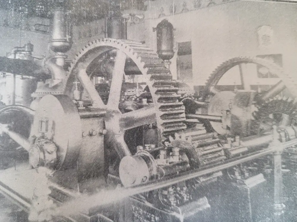 Inside of the Springbank Pumping Station in 1905.
