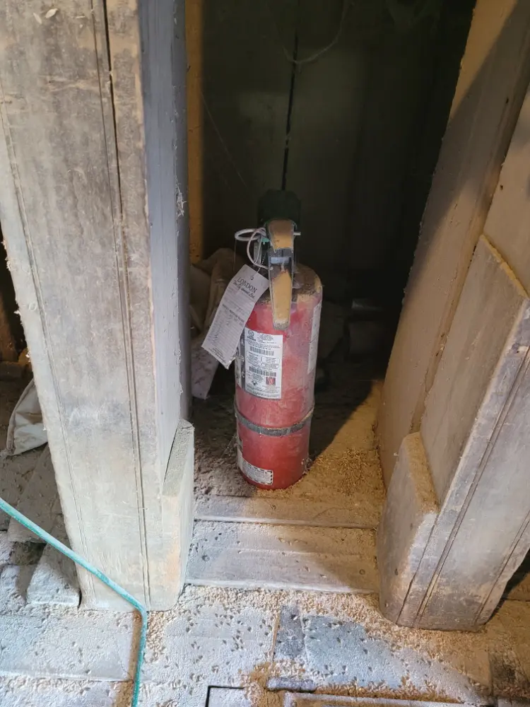Modern fire extinguisher in Arva Flour Mills.