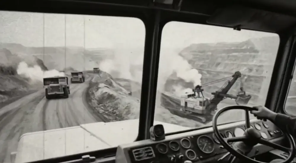 The view from inside the Titan crew cab, two stories up.