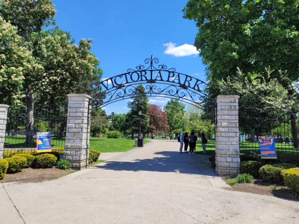 Entrance to Victoria Park, London, original site of the British Garrison.