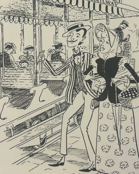 Illustration of a Moonlight Excursion Car, c. 1905.