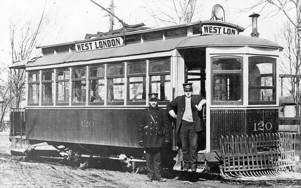Motorman and conductor, c 1915.