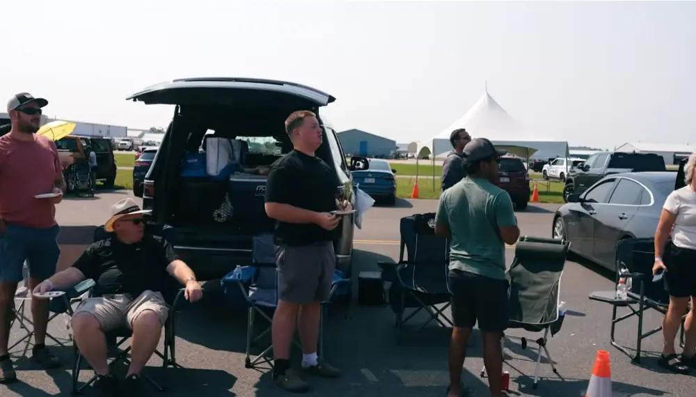 People enjoyed family-friendly tailgate parties while watching the air show.