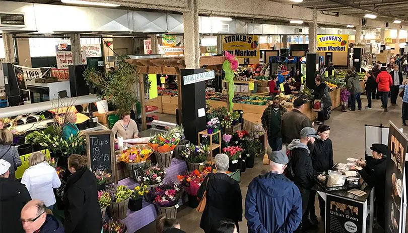 The indoor farmers' market at Western Fair District.